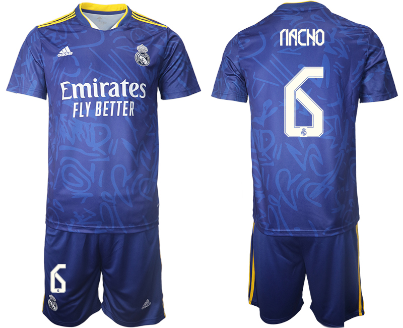 Men 2021-2022 Club Real Madrid away blue #6 Soccer Jersey